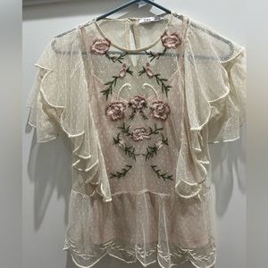 XS Dex Vintage Style Rose Pink Blouse. Like New Condition.